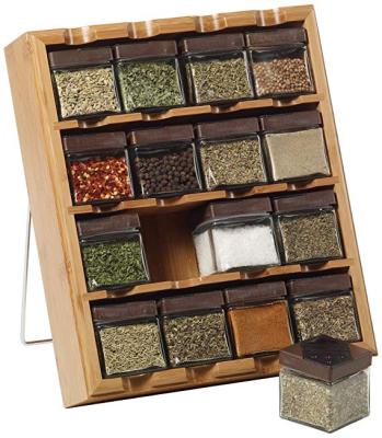 China 16 Sustainable Bamboo Jar Spice Rack Kitchen Shelves, Shelving Seasoning Storage Racks for sale