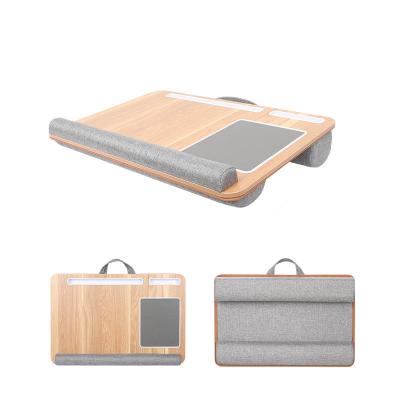 China Adjustable High Grade (Height) Portable Solid Wood Laptop Lap Desk With Cushion for sale