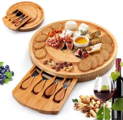 China Chopper Cheese Board Knife Western Bamboo Box Cheese Board Combination Viable Set for sale