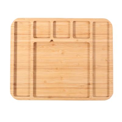 China 2021 Sustainable Warm Bamboo Cheese Board Household Square Cheese Board With Knife And Two Drawers Cutting Board for sale