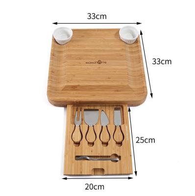 China Hot Sustainable Amazon Bamboo Cheese Board House Square Cheese Board comes complete with 2 terracotta knife and cup drawer cutting board for sale