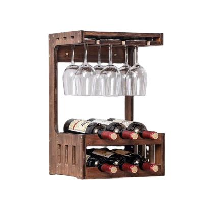 China Bamboo bamboo wall hanging wine rack, can hang 6 glass bottles, can put 6 wine bottles for sale