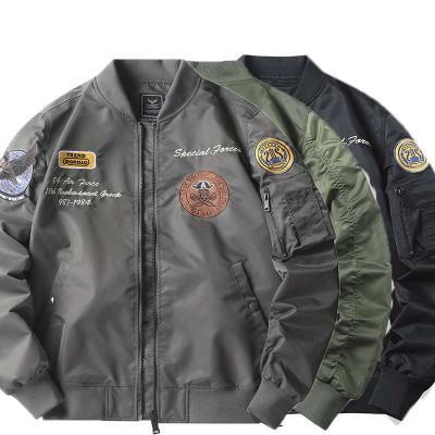 China Wholesale Breathable Men Fashion Waterproof Jacket Coat Patches Pilot Military Flight Thick Bomber Jacket With Zipper for sale