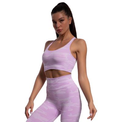 China Wholesale Newest Camouflage Breathable Yoga Set Seamless Workout Set Women Fitness Sportswear Cross Back Sports Bra And Legging Sets For Women for sale