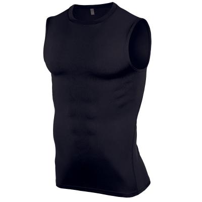 China Breathable Sports Invest Men's Bodybuilding Clothing Basketball Training Running Gear Tight Sleeveless Dry Vest T-shirts for sale