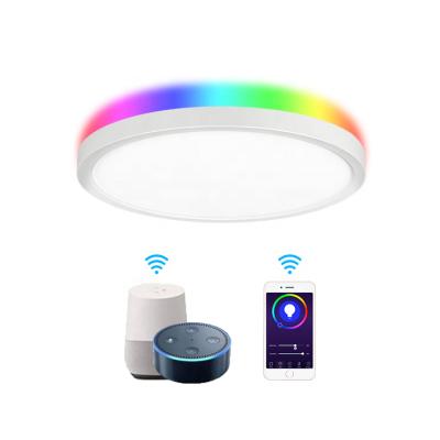 China Modern Variable Outdoor Wifi Control CCT LED Smart Ceiling Panel Mounted Light Behind With RGB Strips for sale