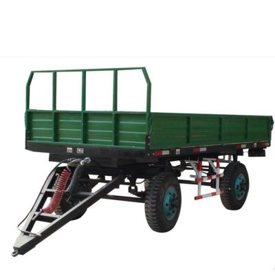 China Double-axle Farm Trailer Farm Equipment / Double Axle Farm Tractor Tilting Four Wheel Trailer for sale