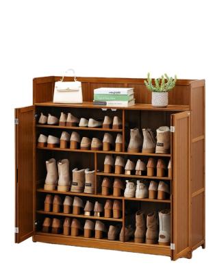 China Eco-friendly Shelf Cabinet Storage Shelves Wooden Shoe Organizer Water Durability Bamboo Shoe Rack for sale