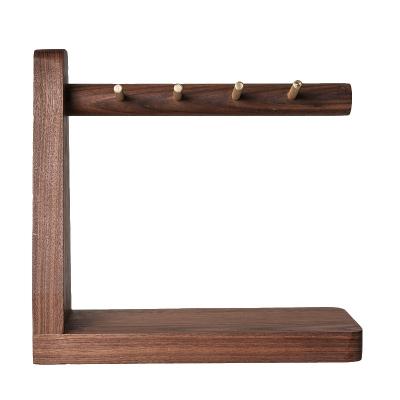 China Creative Porch Viable Brass Main Door Hook Solid Wood Ornaments Desk Key Storage Holder Jewelry Storage Rack for sale