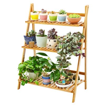 China Eco-friendly Tier Plant Stand Rack Multi Shelves Wooden Bonsai Bamboo Flower Display Stand for sale