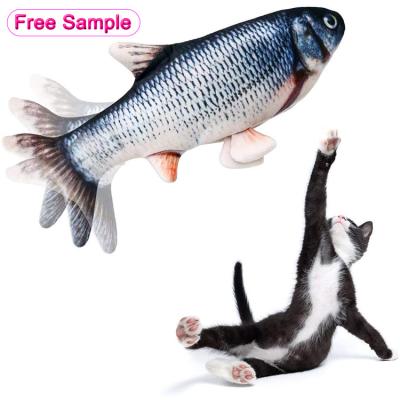 China Plush Realistic Simulation Fish Catnip Stocked Electric Wiggle Player Toys Electric Movable Fish Cat Toy for sale