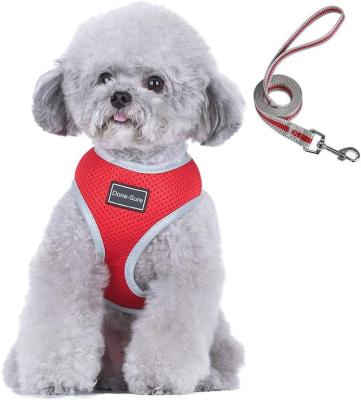 China Soft Padded Adjustable Reflective Breathable Mesh Harness Vest And Leash Collar For Dog Pet for sale