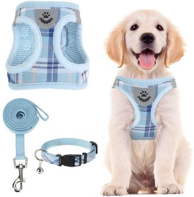 China High Quality Reflective Chest Harness Pet Dog Harness Reflective Breathable Leash And Collar Set for sale