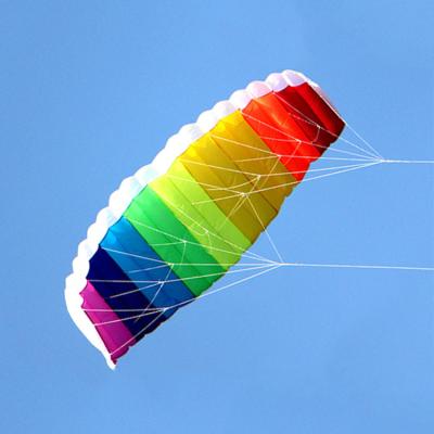 China Wholesale Outdoor Kite Kites 1.5m -2.7m Parasailing Double Line Flying Rainbow Sports Beach Stunt Kite With Handle Ripstop Nylon Outdoor Kiteboarding for sale