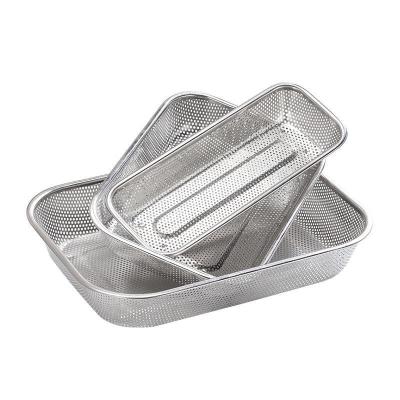 China Sustainable High Quality Custom Basket Stainless Steel Square Leaky Storage Basket for sale