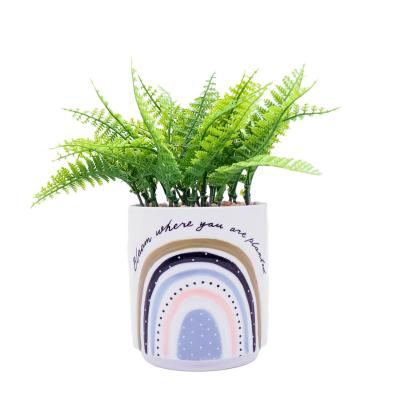 China Wholesale Modern Hot Sale Contemporary Ceramic Cheap Custom Striped Pattern Modern Outdoor Flower Pot for sale