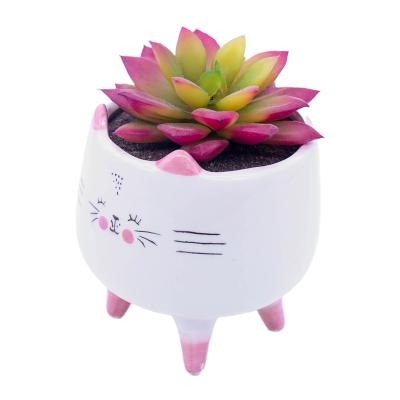 China High Quality Custom Made Modern Ceramic Rose Cat Pattern Modern Wholesale Flower White Pots for sale