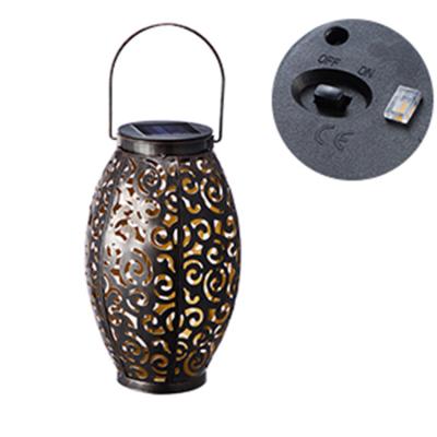 China Touch Cavity Wrought Iron Lawn Lamp With Solar Shade Lantern For Home Garden And Yard Decoration for sale