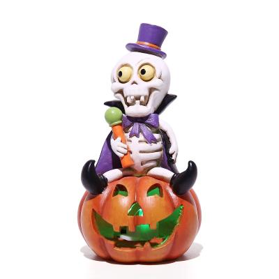 China Worldwide 6.3 Inch Resin Halloween LED Night Lights Pumpkin Prop Halloween Decoration Statue for sale