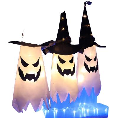 China Hanging Glowing Christmas Decoration Halloween&Outdoor Decoration Ghost Witch Hat Ornaments Are Used For Yard Garden Tree Porch Decorative Lights for sale