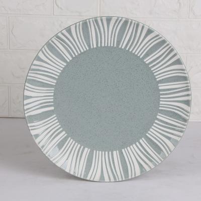 China Wholesale Minimalist Creative Embossed Pattern 11 Inch Porcelain Tableware Plates Nordic Style Round Morden Tableware Ceramic Dish for sale