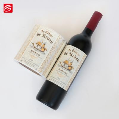 China Waterproof Custom Printed Self Adhesive Wine Label Printing Gold Foil Label Stickers for sale