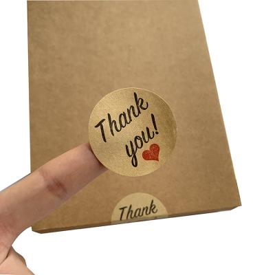 China Decorative Sticker Wholesale Custom Design Adhesive Label Round Kraft Paper Circle Thank You Sticker for sale