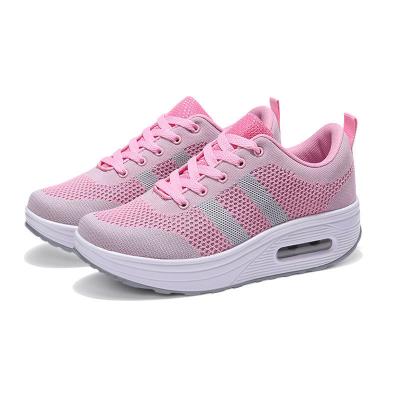 China Breathable Women Fashion Casual Fly Knit Breathable Waist Increasing Pantshoes Flip Up Shoes for sale