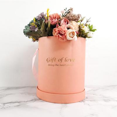 China Recycled Materials Custom Printed Wholesale Luxury Flower Circle Round Gift Flower Boxes With Foil Stamping Matte Lamination for sale