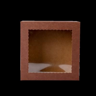 China Eco-Friendly Hot Selling Disposable Kraft Paper Disposable Cake Box With Window For Bakery Packaging for sale