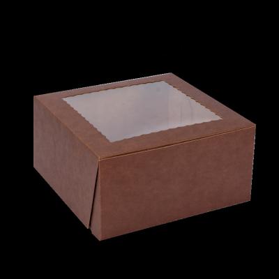 China Disposable Natural Kraft Paper Bakery Pie Boxes With PVC Clear Windows Eco - Friendly For Cookie Bakery Paper Packaging for sale