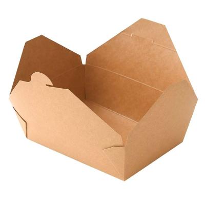 China Recycled Materials Factory Custom Take Away Food Packaging Oil Proof Kraft Paper Box Fast Food Container for sale