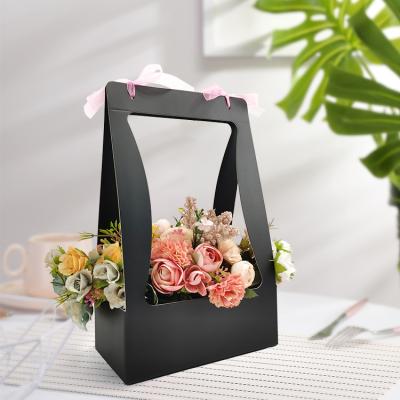 China Recycled Materials Mom Flower Box Paper Flower Bouquet Packaging Box Portable Waterproof Creative Flower Gift Box for sale