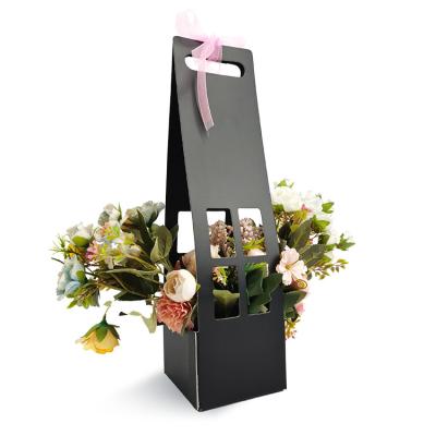 China Recycled Materials Mom Box Mothers Day Flower Packaging Box Custom Printed Portable Flower Basket Bouquet With Open Window for sale