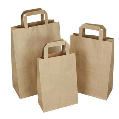 China Handmade Custom Logo Kraft Paper Bag With Flat Paper Handle for sale