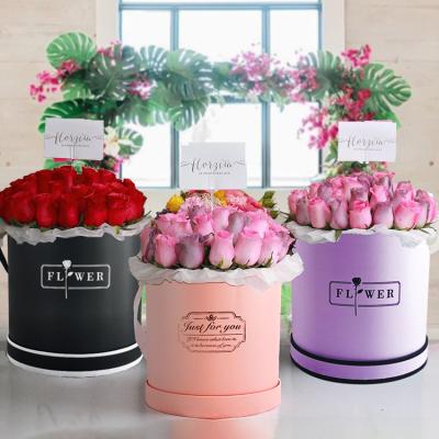 China Wholesale Custom Recyclable Rose Hat Flower Packaging Box Gift Round Flower Boxes Velvet LOGO Waterproof Recyclable Cardboard Paper for sale