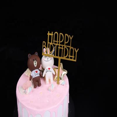 China Wholesale Cheap Acrylic Cake Topper Happy Birthday Acrylic Gold and Silver Acrylic Cake Decorations for sale