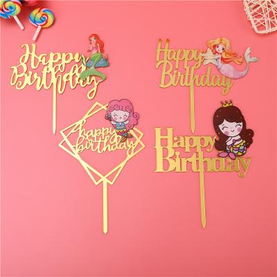 China Acrylic 3D Painting Acrylic Flower Topper Cake Toppers Birthday Cake Toppers Birthday Cake Decoration for sale