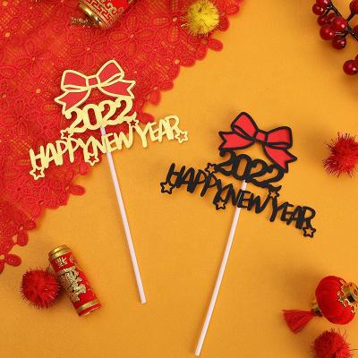 China 2022 Happy New Years paper hot cake topper cakecup decorations party supplies OEM custom cake topper for sale