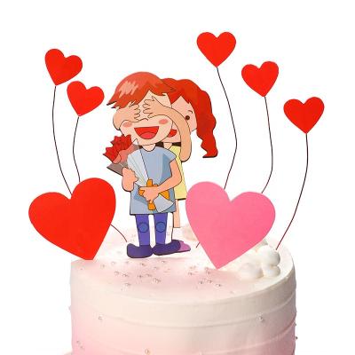 China Hot Cake Paper Couple Valentine's Day Love Heart Amazon Anniversary Wedding Engagement Cake Decoration for Love for sale