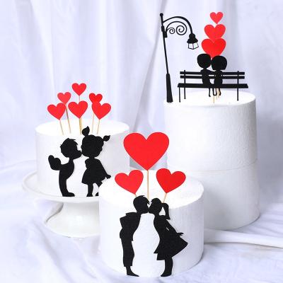 China Fashion Cakes Paper Valentines Cake Topper For Happy Valentine's Day Gifts Party Supplies Decoration Valentine's Day Party Supplies for sale