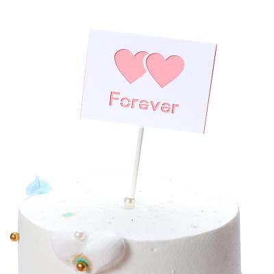 China Paper Wedding Valentines Cake Topper Paper Valentines Day Cake Decoration For Miss You Forever FOR YOU for sale