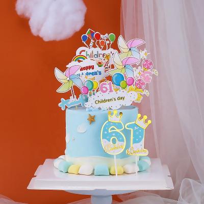 China Paper Children's Day Cake Decorating Children's Day Supplies Cake Toppers For Baby Cute Mini Birthday Cake Topper for sale