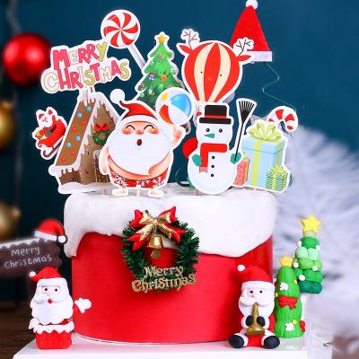 China Stunning Package Decoration Paper Cake Merry Christmas Insert Card Christmas Cupcake Decoration For Party Baking Supplies for sale