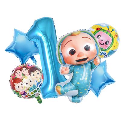 China 6/5pcs/set Cartoon Cocomelon Watermelon Boy Foil Balloon JJ Foil Balloon JJ BOY Set Foil Balloon Birthday Theme Children's Party for sale