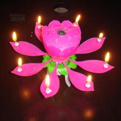 China Birthdays Cake Wholesale Happy Birthday Music Lotus Blossom Blooming Candle for sale