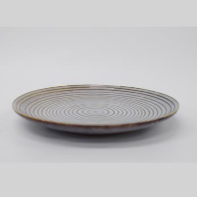 China Hotel Disposable Home Restaurant Gray Marble Dinner Plate Round Ceramic Dishes for sale