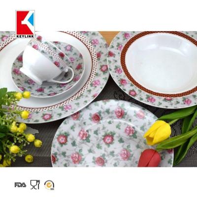 China Beautiful Viable French Designs White Fine Bone China Set Round Dinner Set 20pcs Porcelain for sale