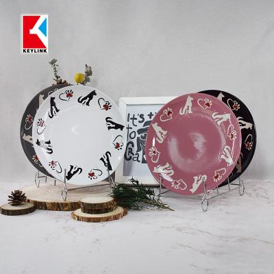 China Disposable Modern High Quality Luxury Custom Glazed Restaurant Oval Ceramic Dinner Round Plates Ceramic Dishes for sale