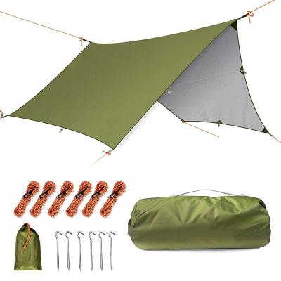 China Multifunctional Camouflage/Field Game RPET Waterproof Tarp Light Weight And Compact For Hammock Camping Backpacking Rise Traveling Tarp for sale